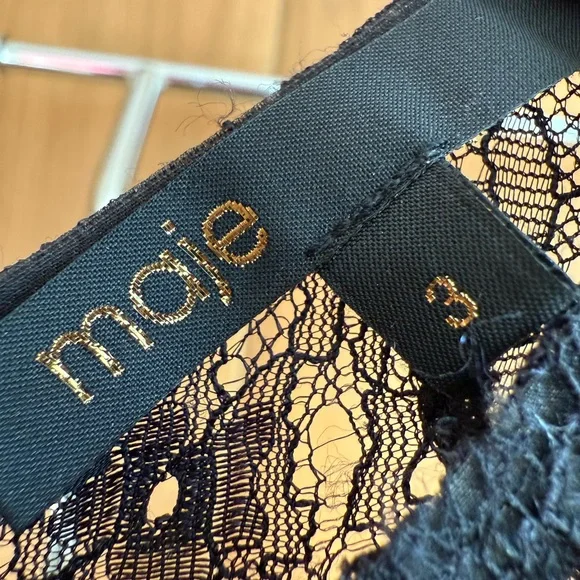 NWOT Maje Sheer Black Lace Top Party Dress in Size 3/Medium-Large - Picture 3 of 5